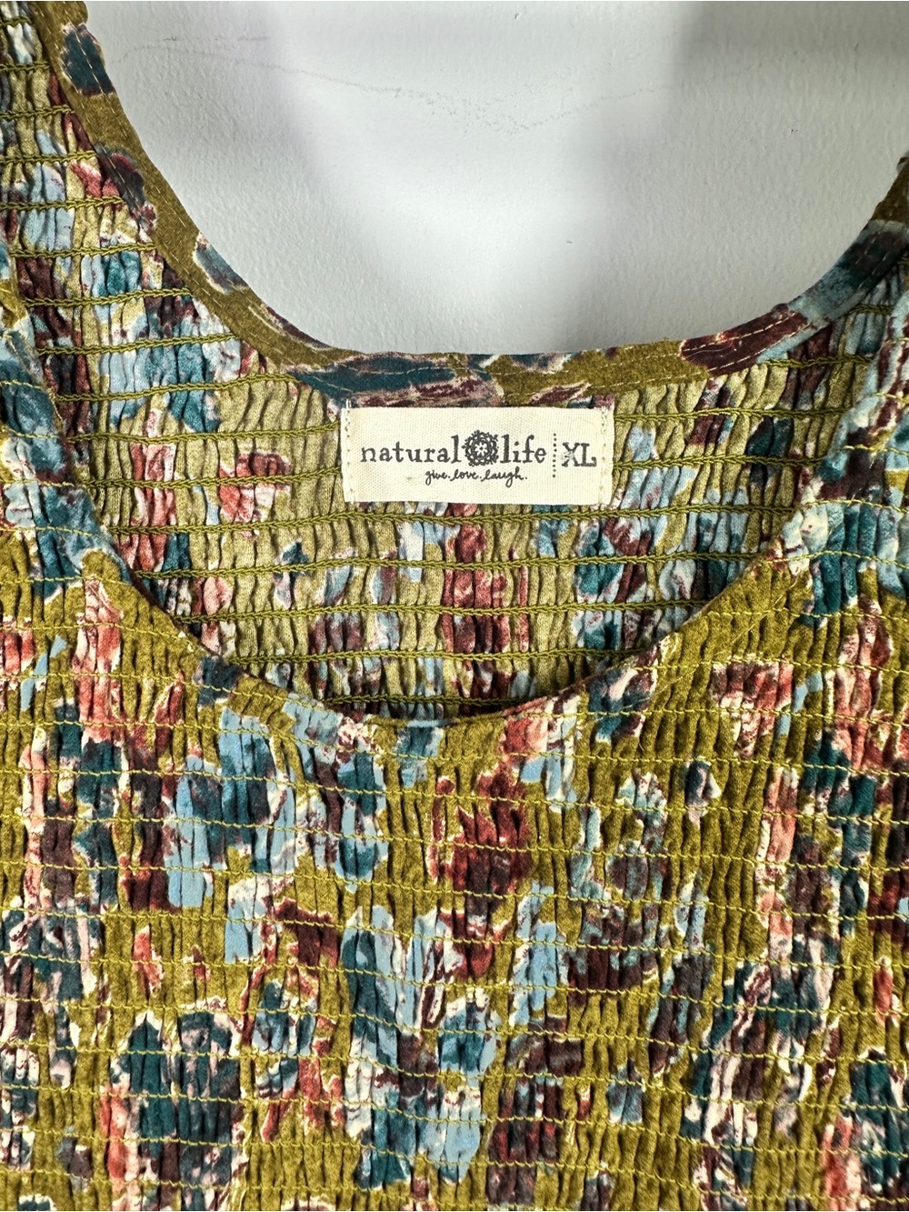 Natural Life Olivia Smocked Green Maxi Dress sz XL - Picture 5 of 10